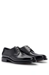 Hugo Boss Italian-made Derby Shoes In Burnished Leather In Black