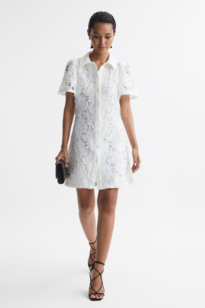 Leo Lin Lace Shirt Mini Dress In Snow White