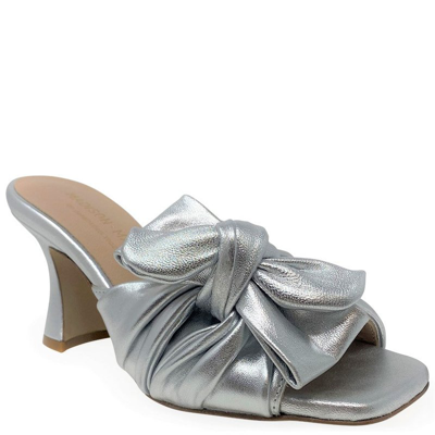 Madison Maison Silver Leather Bow Tie Mule In Grey