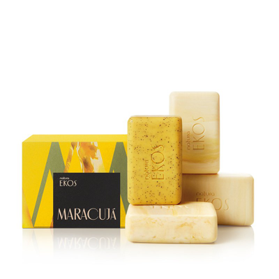 Natura Ekos Maracujá Creamy & Exfoliating Monopack Bar Soap Set In Yellow