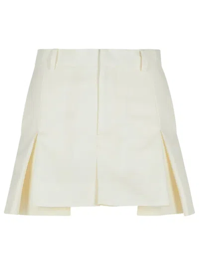 791 Green Polyester Blend Miniskirt In White