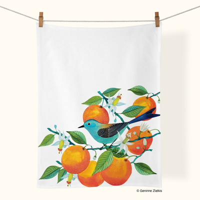 Werkshoppe Naranjas | Cotton Tea Towel In White