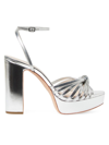 Loeffler Randall Women's Rivka 125mm Metallic Leather Platform Sandals In Silver