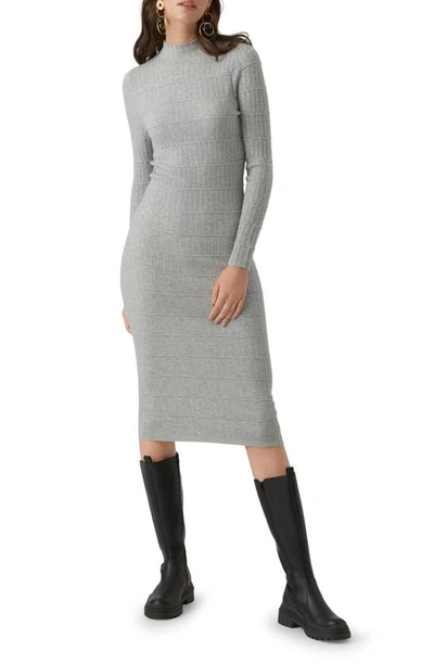 Vero Moda Lucky Long Sleeve Knit Midi Dress In Light Grey Melange