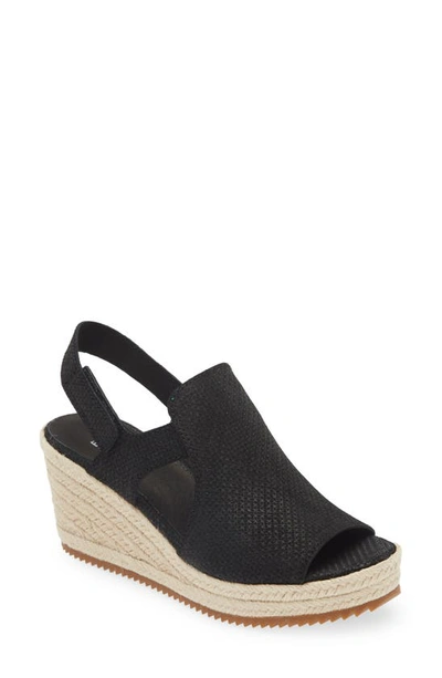 Eileen Fisher Wilda Slingback Espadrille Platform Wedge Sandal In Black