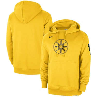 NIKE NIKE GOLD GOLDEN STATE WARRIORS 2023/24 CITY EDITION COURTSIDE STANDARD ISSUE PULLOVER HOODIE