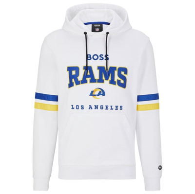 Boss X Nfl White/royal Los Angeles Rams Touchdown Pullover Hoodie