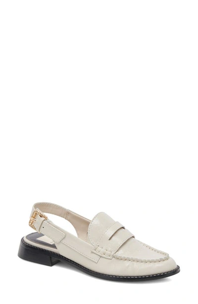 Dolce Vita Hardi Slingback Penny Loafer In Ivory Crinkle Patent