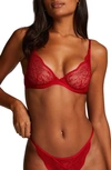 Hunkemoller Isabelle Lace Underwire Bra In Tango Red