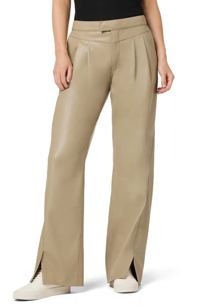 Hudson Rosie Pleated High Waist Wide Leg Faux Leather Pants In Chinchilla