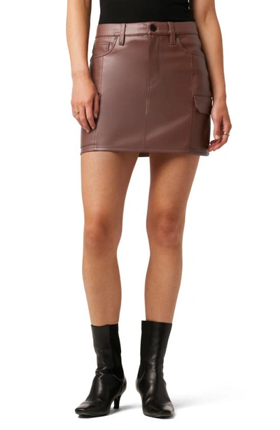 Hudson Viper Cargo Faux Leather Mini Skirt In Brown