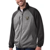 G-III SPORTS BY CARL BANKS G-III SPORTS BY CARL BANKS BLACK VEGAS GOLDEN KNIGHTS RUNNERS RAGLAN FULL-ZIP TRACK JACKET