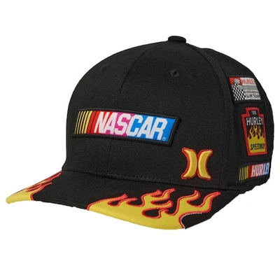 Hurley Men's  Black Nascar Tri-blend Flex Fit Hat