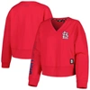 DKNY SPORT DKNY SPORT RED ST. LOUIS CARDINALS LILY V-NECK PULLOVER SWEATSHIRT