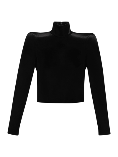 Balenciaga Stretch-velvet Turtleneck Bodysuit In Black