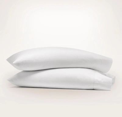 Boll & Branch Organic Signature Patterned Pillowcase Set In White Textured Stripe