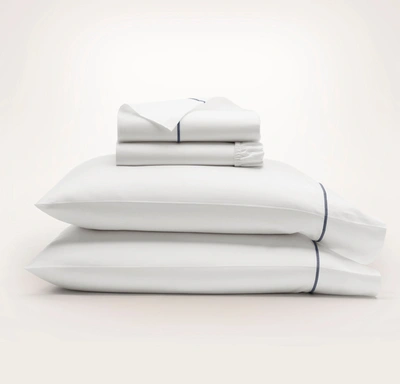 Boll & Branch Organic Signature Embroidered Sheet Set In White/mineral