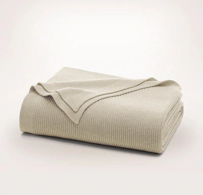 Boll & Branch Organic Ribbed Knit Bed Blanket In Heathered Oatmeal
