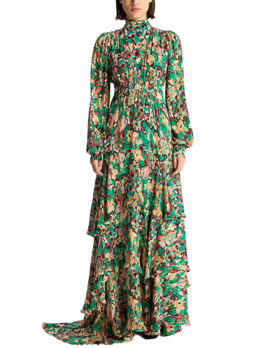 A.l.c Bell Floral Long-sleeve Silk Maxi Dress In Green