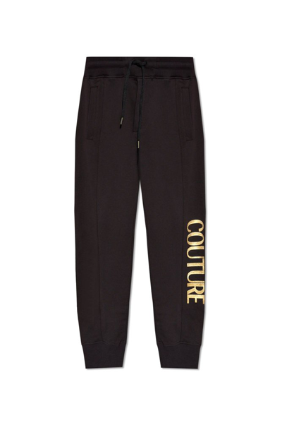 Versace Jeans Couture Logo Printed Drawstring Track Pants In Black