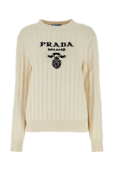 Prada Logo Knitted Long In White