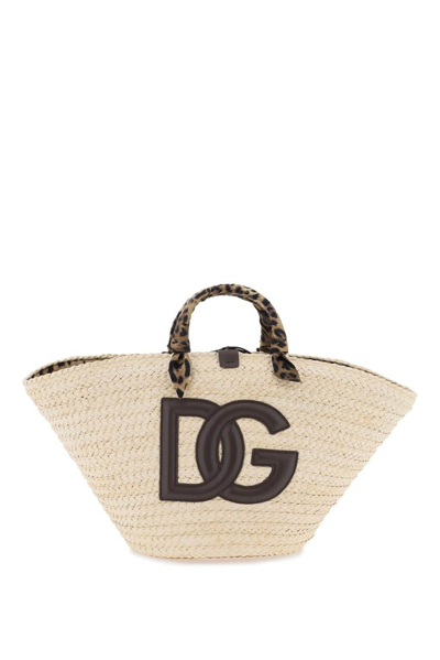 Dolce & Gabbana Kendra Dg Patch Medium Shopper Bag In Beige
