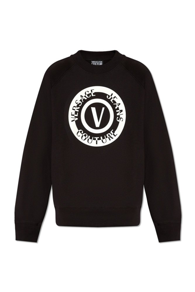 Versace Jeans Couture Logo Printed Oversized Sweatshirt In Black