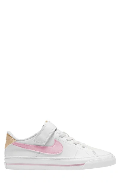 Nike Court Legacy Little Kids' Shoes In White,sesame,honeydew,pink Foam