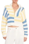 Staud Hampton Multicolor Cropped Sweater In Patterned White