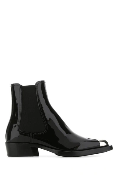 ALEXANDER MCQUEEN ALEXANDER MCQUEEN WOMAN BLACK LEATHER ANKLE BOOTS