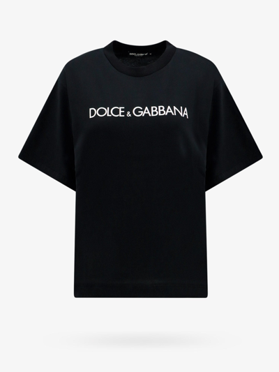 Dolce & Gabbana Dg Cropped Cotton Jersey T-shirt In Black