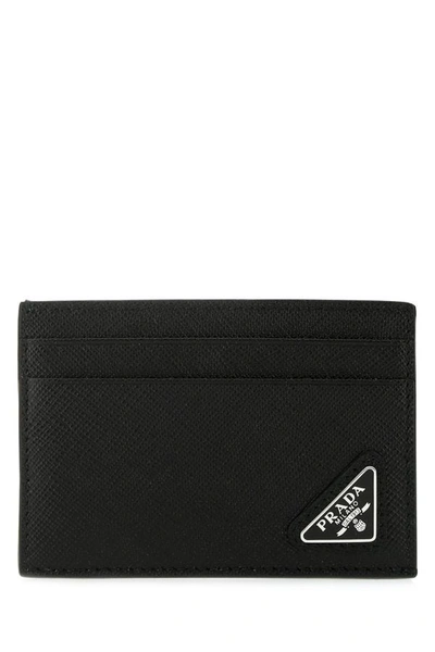 Prada Men's Saffiano Leather Card Holder In Black