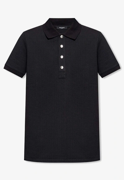 BALMAIN LOGO MONOGRAM POLO T-SHIRT