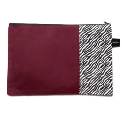 The Contents Bag Burgundy And Zebra Contents Pouch A3