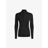 Varley Demi Half-zip Rib-knit Pullover In Black