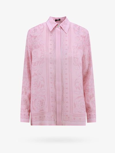 VERSACE VERSACE WOMAN SHIRT WOMAN PINK SHIRTS