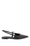 Brunello Cucinelli Monili Strap Leather Slingback Flats In Black