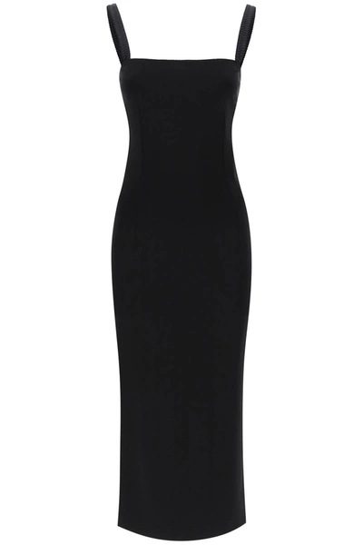 Dolce & Gabbana Midi Sheath Dress In Milano Stitch Jersey In Black