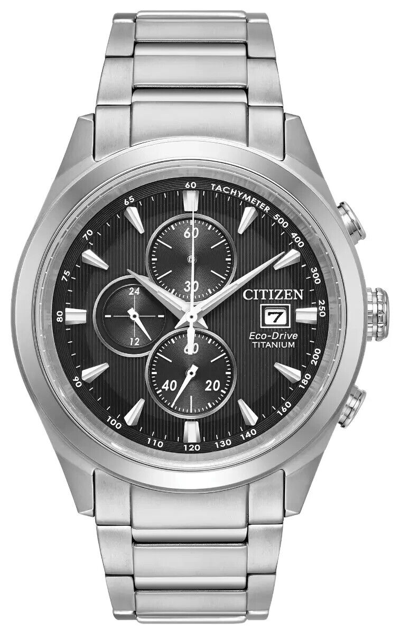 Pre-owned Citizen Men's Eco-drive Chandler Chronograph Titanium 43mm Watch Ca0650-58e