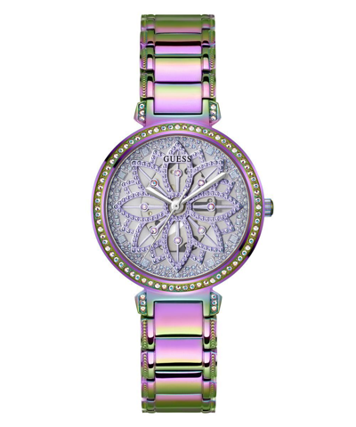 Pre-owned Guess Ladies Watch Wristwatch Lily Gw0528l4 Stainless Steel Rainbow Colours