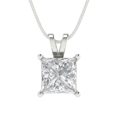 Pre-owned Pucci 2.0 Ct Princess Cut Pendant Necklace 18" Chain 14k White Gold Simulated Diamond