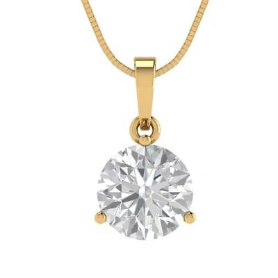Pre-owned Pucci 2ct Round Cut Pendant 18" Chain 14k Yellow Gold Lab Created White Sapphire