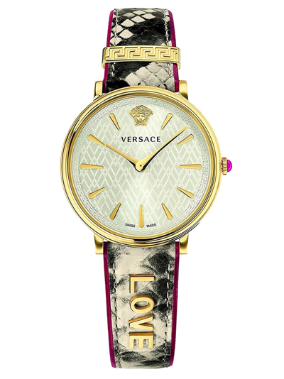 Pre-owned Versace Women's Watch V-circle Silver White Dial Sapphire Crystal Vbp080017