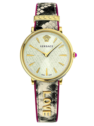 Pre-owned Versace Women's Watch V-circle Vbp080017 Silver White Dial Sapphire Crystal