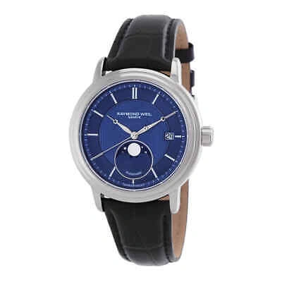 Pre-owned Raymond Weil Maestro Automatic Moon Phase Blue Dial Men's Watch 2879-stc-50001