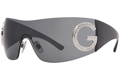 Pre-owned Dolce & Gabbana Dg2298b 05/87 Sunglasses Black/dark Grey Shield Style Wrap 40mm In Gray