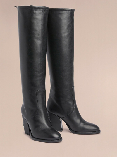 Pre-owned Tommy Hilfiger Women's  Collection Leather Heeled Boots Sz Eur 36 Reg $650 In Black - Rw01708_001