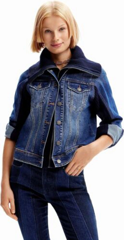 Pre-owned Desigual Women's Hybrid Denim Jacket In Blue