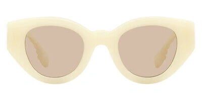 Pre-owned Burberry Meadow Be4390f Sunglasses Ivory Light Brown 47mm 100% Authentic