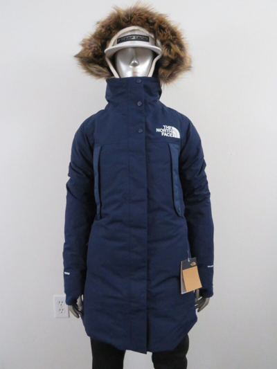 Pre-owned The North Face Womens S-m  Outer Boroughs 550-down Warm Parka Jacket - Navy In Summit Navy Blue / Tnf White Logo